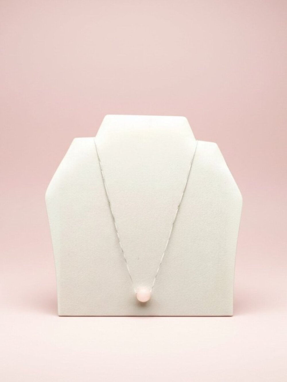 Minimal Rose Quartz Necklace in Silver, January Birthstone